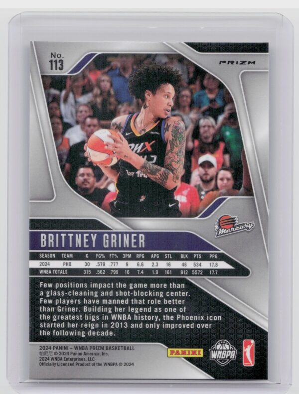 2024-25 Panini Prizm WNBA Brittney Griner Ice Prizms #113 Mercury - Image 3