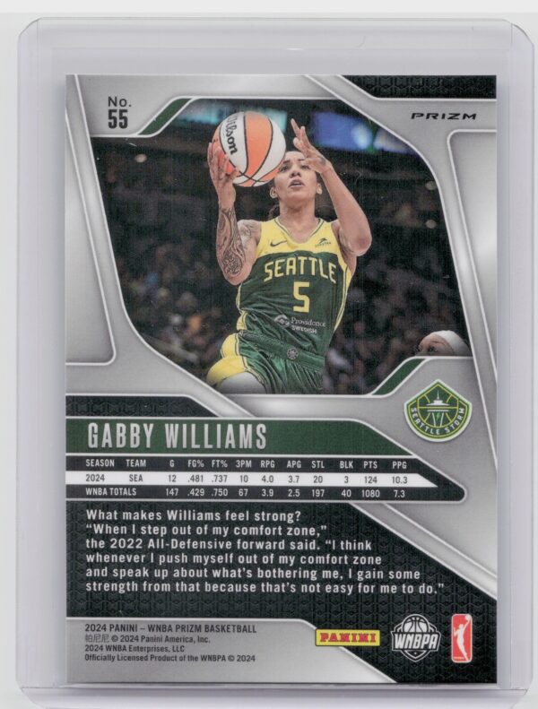 2024-25 Panini Prizm WNBA Gabby Williams Silver Prizms #55 Storm - Image 3