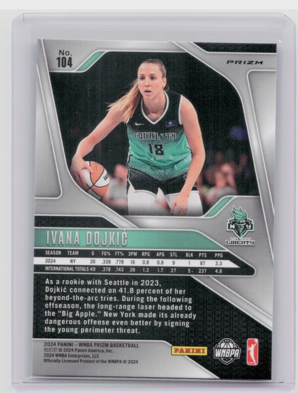 2024-25 Panini Prizm WNBA Ivana Dojkic Blue Velocity Prizms #104 Liberty - Image 3