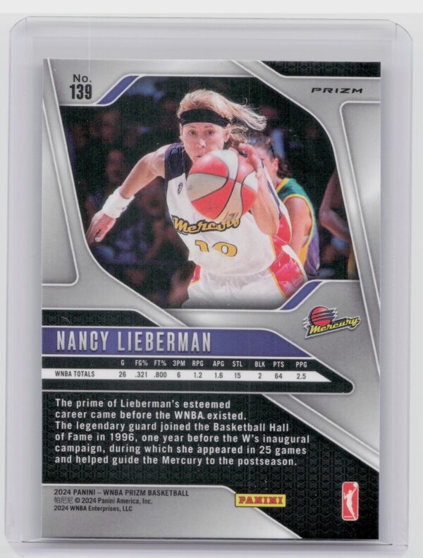 2024-25 Panini Prizm WNBA Nancy Lieberman Green Prizms #139 Mercury - Image 3