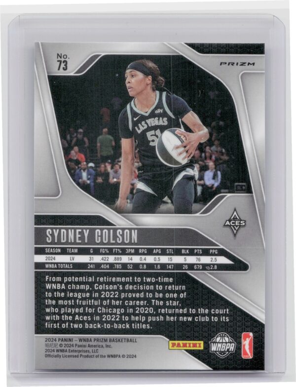 2024-25 Panini Prizm WNBA Sydney Colson Ice Prizms #73 Aces - Image 3