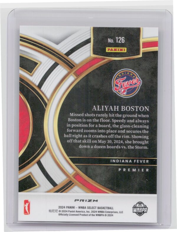2024-25 Panini Select WNBA Aliyah Boston Pink Ice Prizms 126 Fever - Image 3