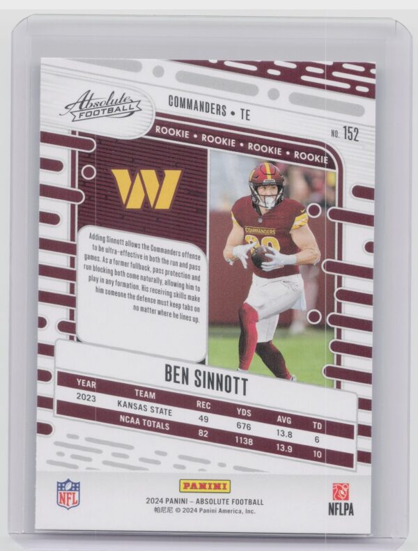 2024 Absolute Ben Sinnott RC 152 Commanders - Image 3