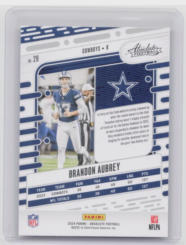 2024 Absolute Brandon Aubrey Red and Blue 29 Cowboys - Image 3