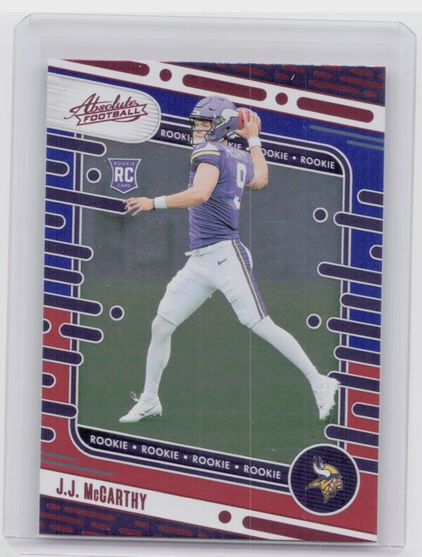 2024 Absolute J.J. McCarthy Red and Blue RC 110 Vikings