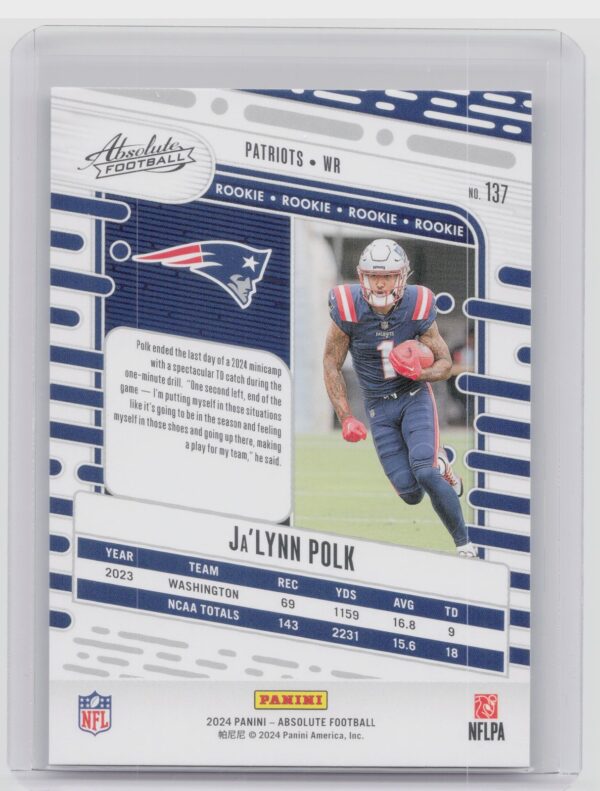 2024 Absolute Ja'Lynn Polk RC 137 Patriots - Image 3