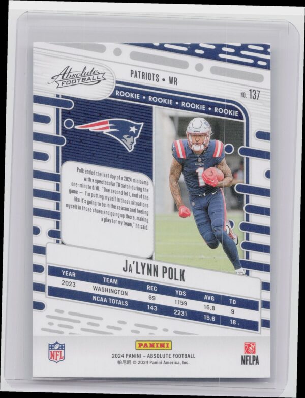 2024 Absolute Ja'Lynn Polk RC 137 Patriots - Image 3