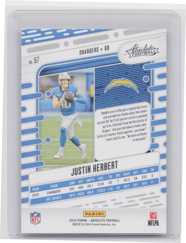 2024 Absolute Justin Herbert Red and Blue 57 Chargers - Image 3