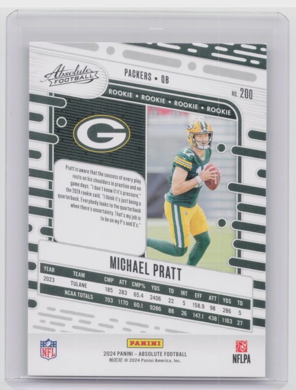 2024 Absolute Michael Pratt Red and Blue RC 200 Packers - Image 3
