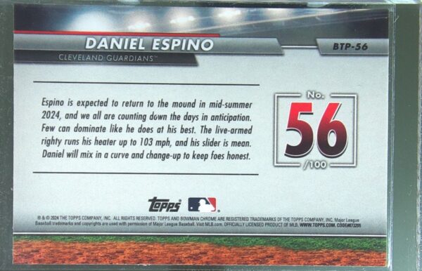 2024 Bowman Chrome Daniel Espino #BTP-56 Guardians Bowman Scouts' Top 100 - Image 3