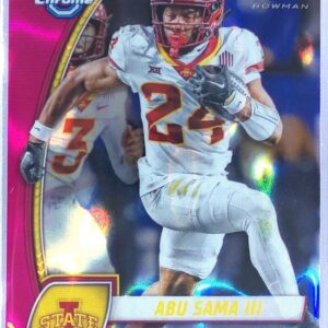 2024 Bowman University Chrome Abu Sama III Pink Lava Refractor 7 Cyclones