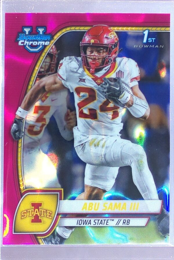 2024 Bowman University Chrome Abu Sama III Pink Lava Refractor 7 Cyclones