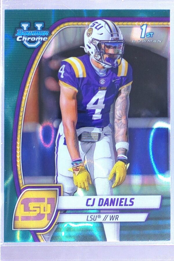 2024 Bowman University Chrome CJ Daniels Teal Lava Refractor RC 150 Tigers