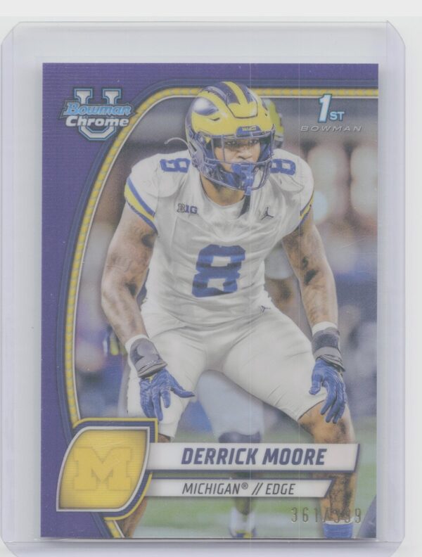 2024 Bowman University Chrome Derrick Moore Purple Refractor /399 59 Wolverines