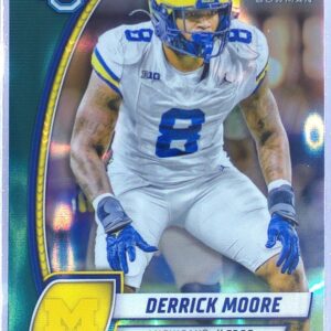 2024 Bowman University Chrome Derrick Moore Teal Lava Refractor RC 59 Wolverines