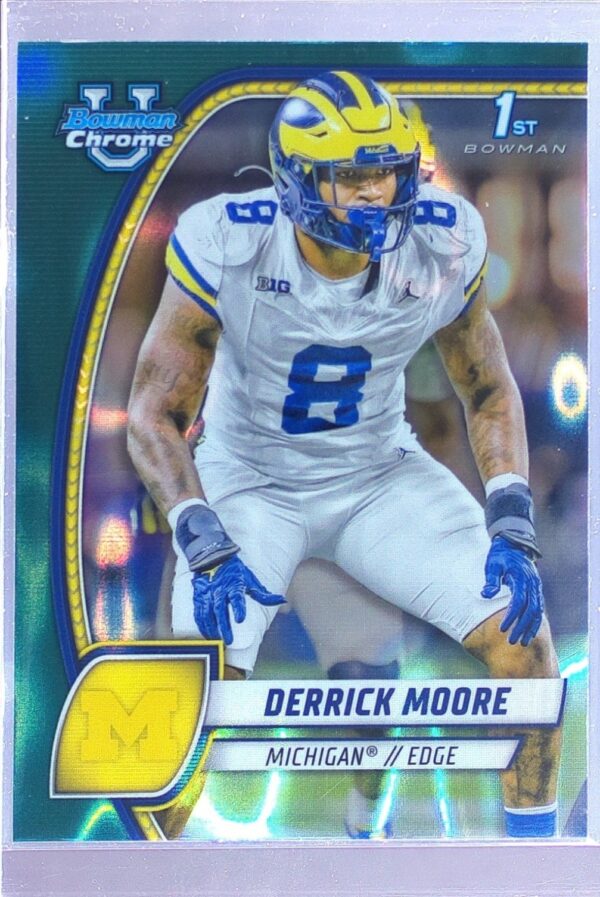 2024 Bowman University Chrome Derrick Moore Teal Lava Refractor RC 59 Wolverines