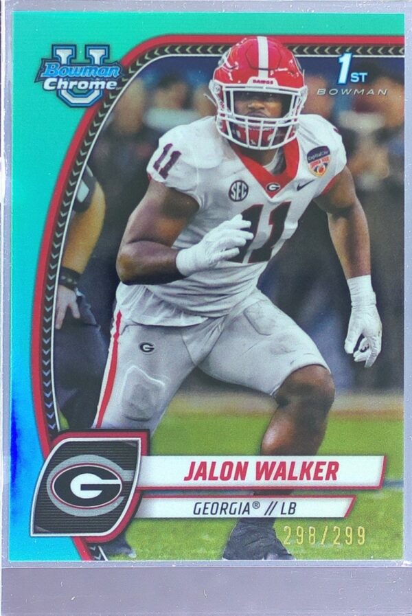 2024 Bowman University Chrome Jalon Walker Aqua Refractor /299 RC 89 Bulldogs