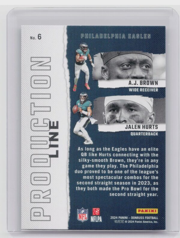 2024 Donruss A.J. Brown / Jalen Hurts 6 Eagles Production Line - Image 3