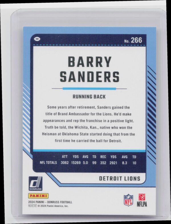 2024 Donruss Barry Sanders 266 Lions - Image 3