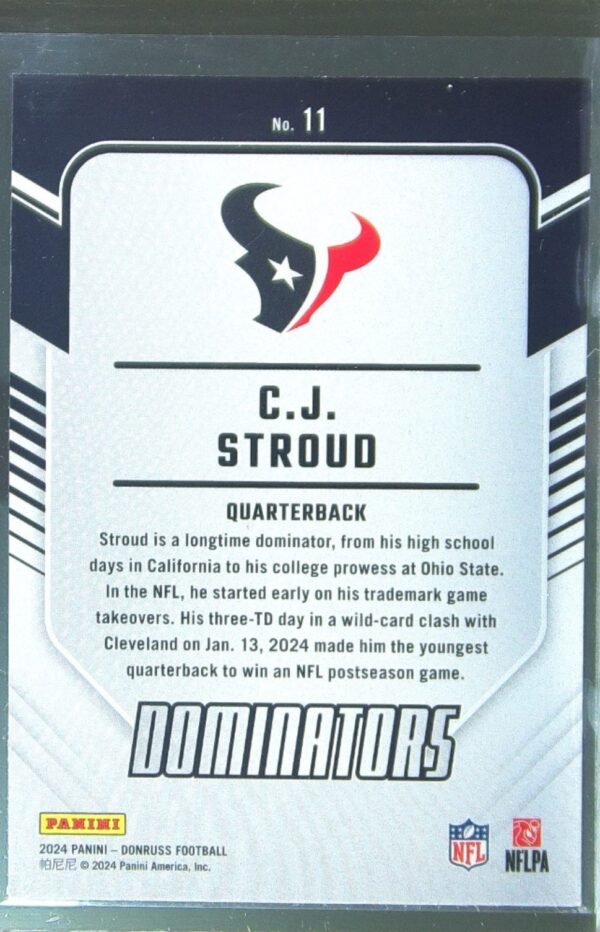 2024 Donruss C.J. Stroud 11 Texans Dominators - Image 3