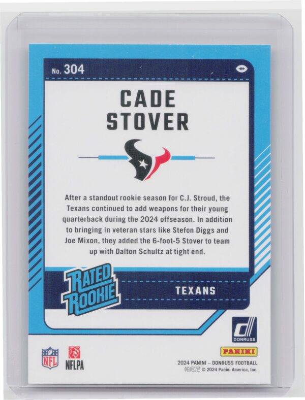 2024 Donruss Cade Stover RC 304 Texans - Image 3