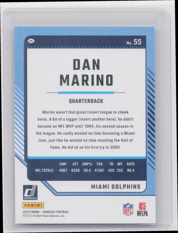 2024 Donruss Dan Marino 55 Dolphins - Image 3