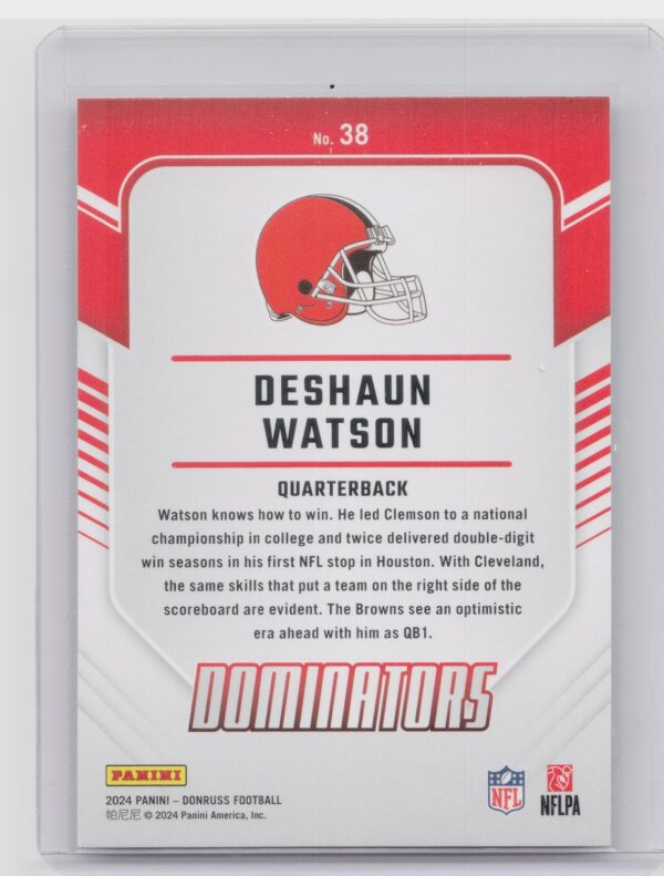 2024 Donruss Deshaun Watson 38 Browns Dominators - Image 3