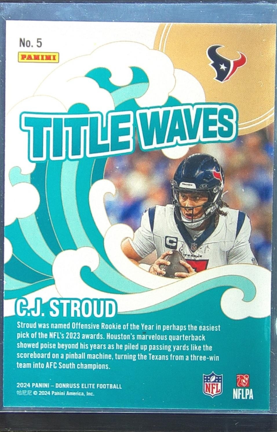 2024 Donruss Elite C.J. Stroud 5 Texans Title Waves Green - Image 3