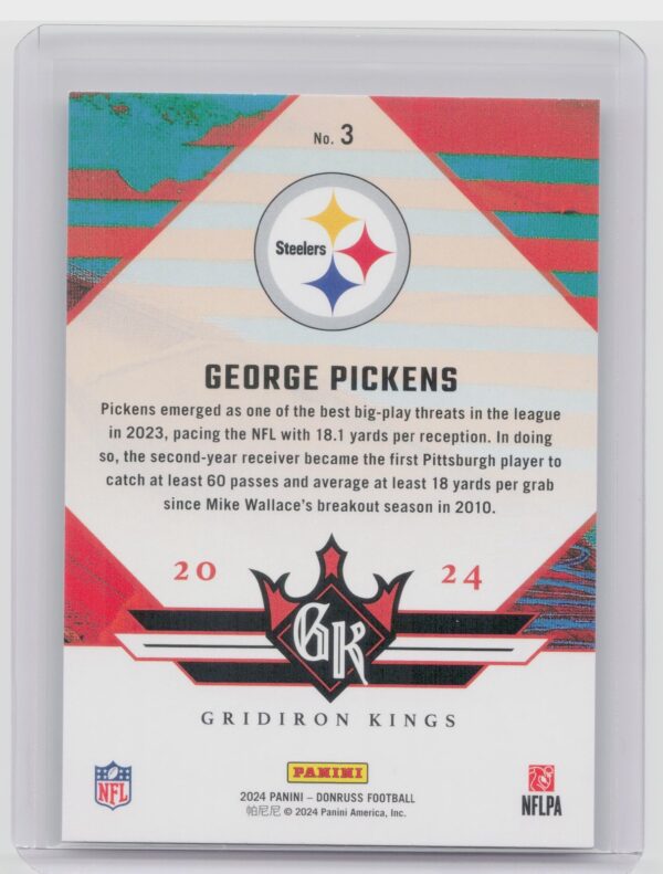 2024 Donruss George Pickens 3 Steelers Gridiron Kings - Image 3