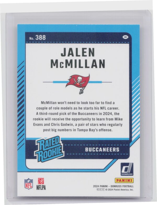 2024 Donruss Jalen McMillan RC 388 Buccaneers - Image 3