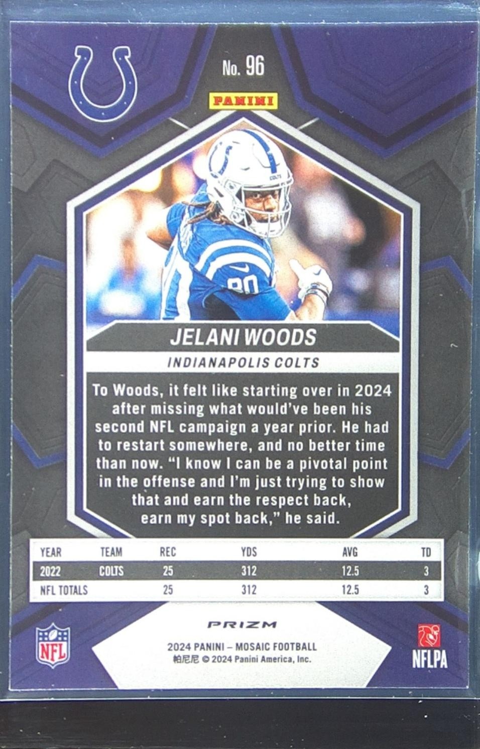 2024 Mosaic Jelani Woods Mosaic Camo Pink 96 Colts - Image 3