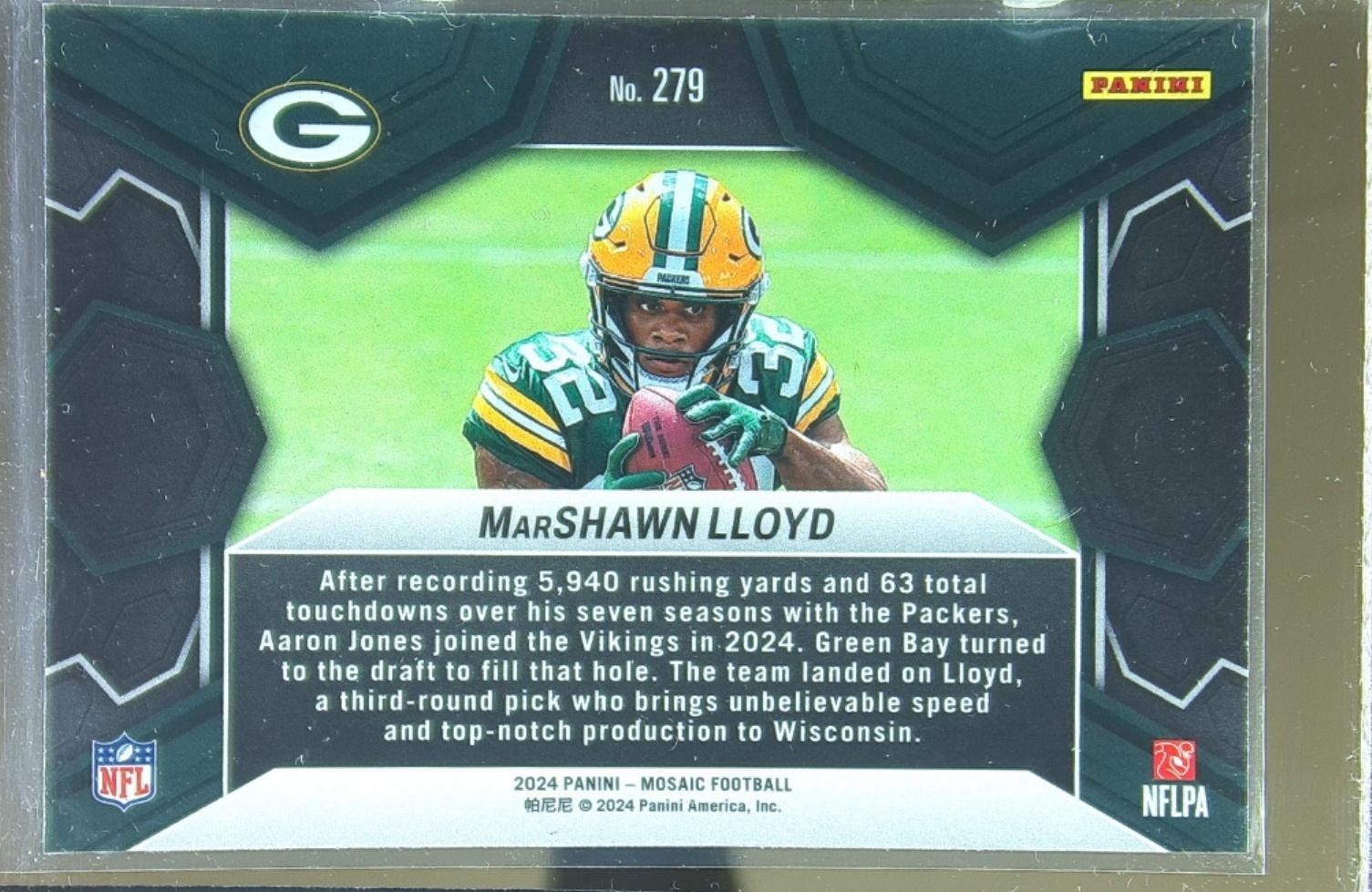 2024 Mosaic MarShawn Lloyd RC #279 Packers - Image 3