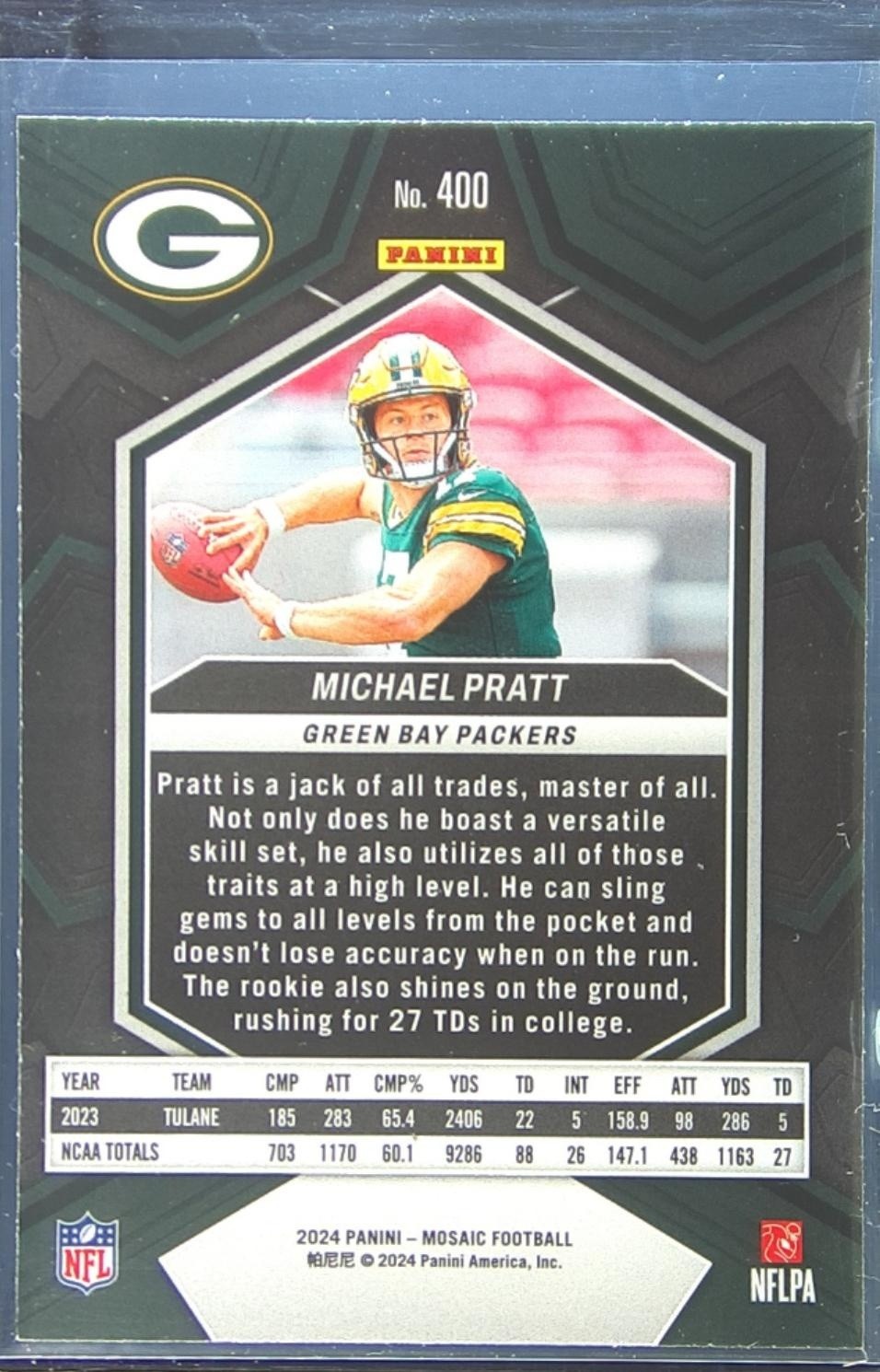 2024 Mosaic Michael Pratt RC #400 Packers - Image 3