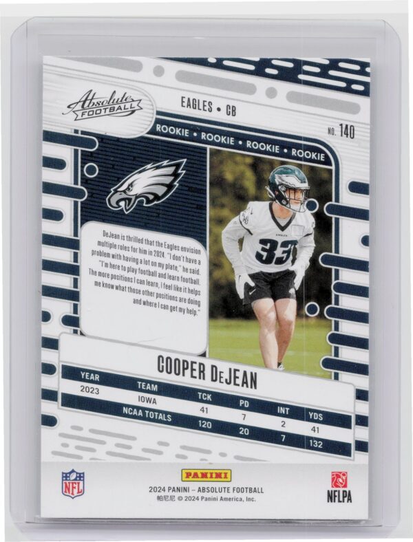 2024 Panini Absolute Cooper Dejean Rookie #140 Eagles - Image 3