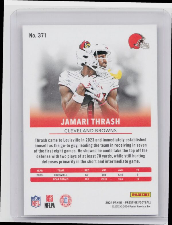 2024 Panini Prestige Jamari Thrash Red Xtra Points /999 371 Browns - Image 3