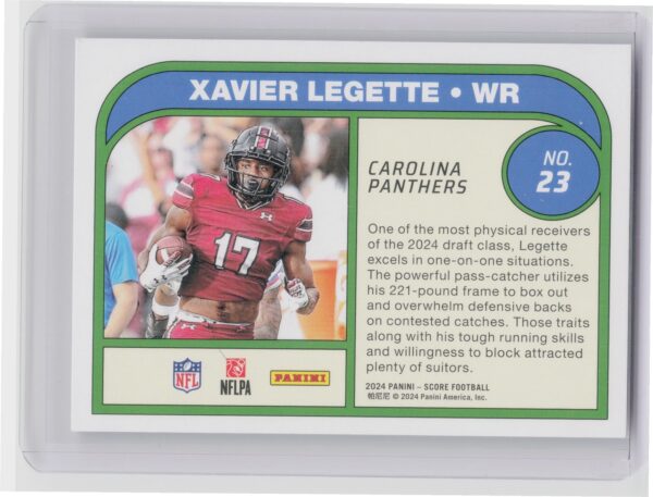 2024 Panini Score Xavier Legette Potential #23 Panthers - Image 3