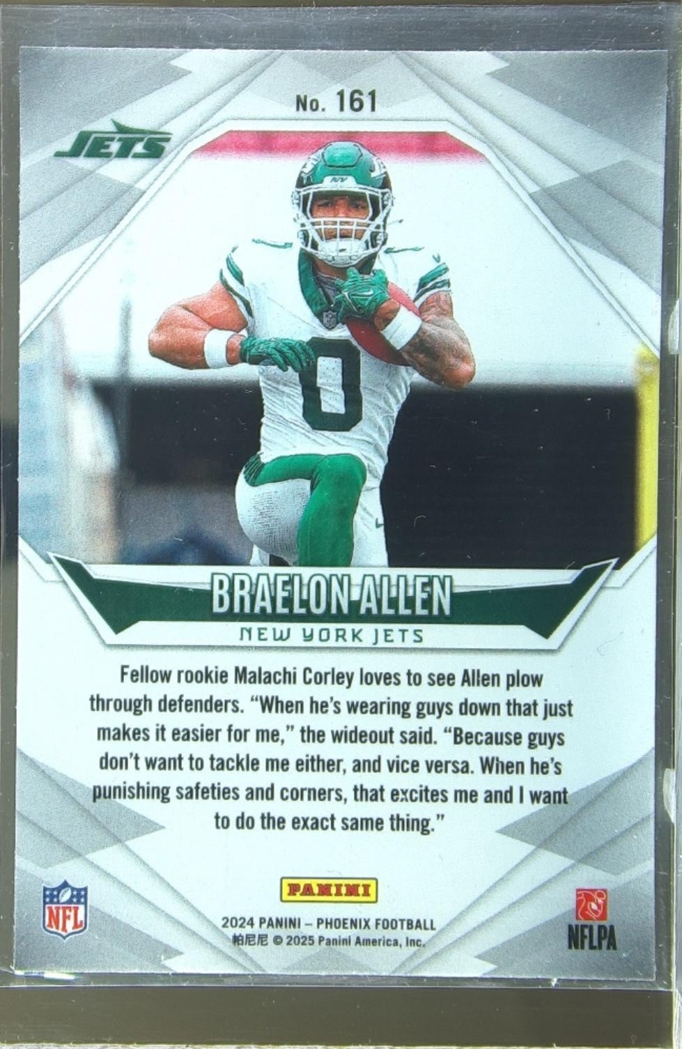 2024 Phoenix Braelon Allen RC #161 Jets - Image 3