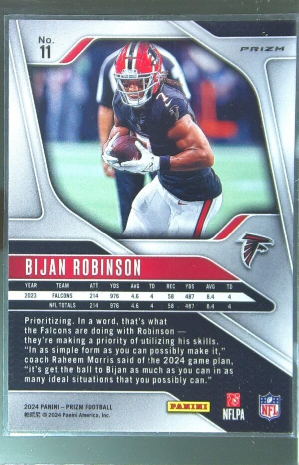 2024 Prizm Bijan Robinson Silver 11 Falcons - Image 3
