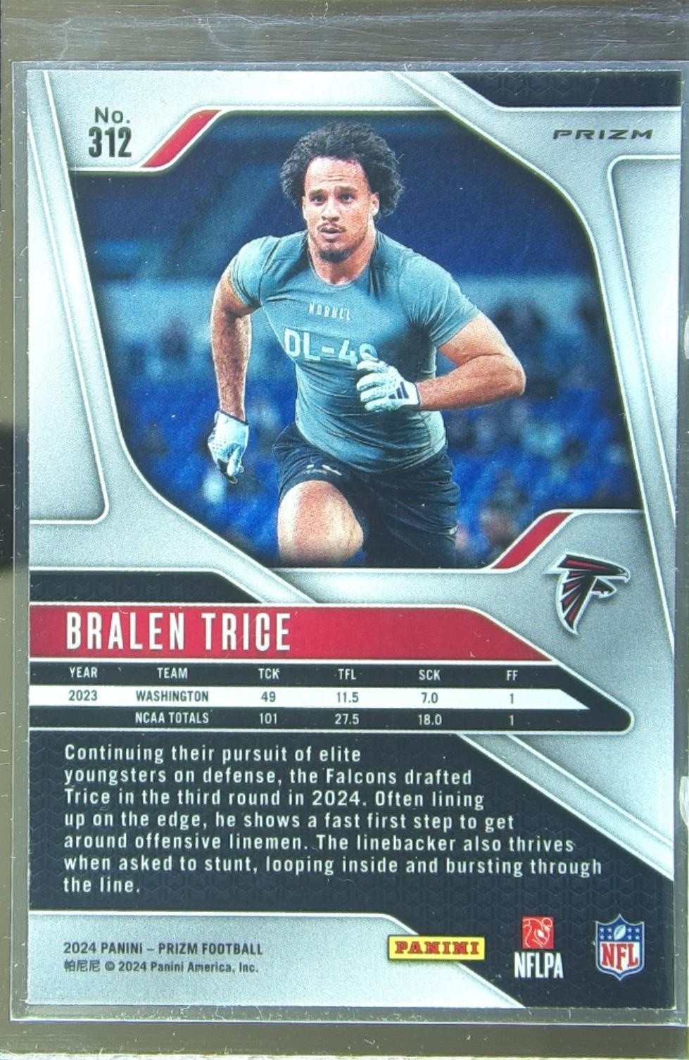2024 Prizm Bralen Trice Pink RC 312 Falcons - Image 3
