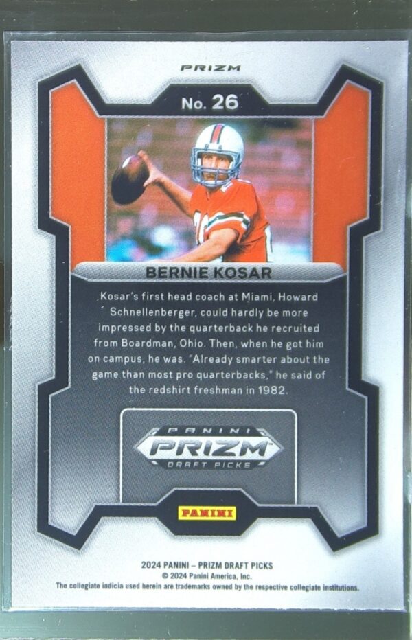 2024 Prizm Collegiate Draft Picks Bernie Kosar Green 26 Hurricanes - Image 3