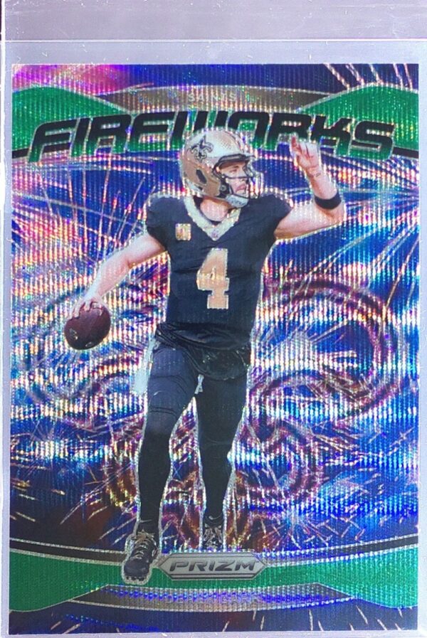 2024 Prizm Derek Carr 11 Saints Fireworks Wave Green Prizm
