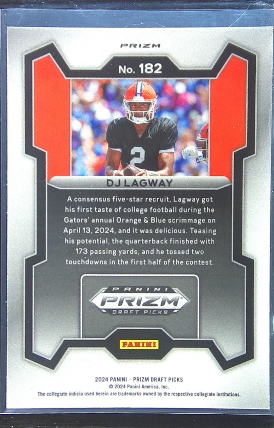 2024 Prizm Draft Picks DJ Lagway Red Ice #182 Gators - Image 3