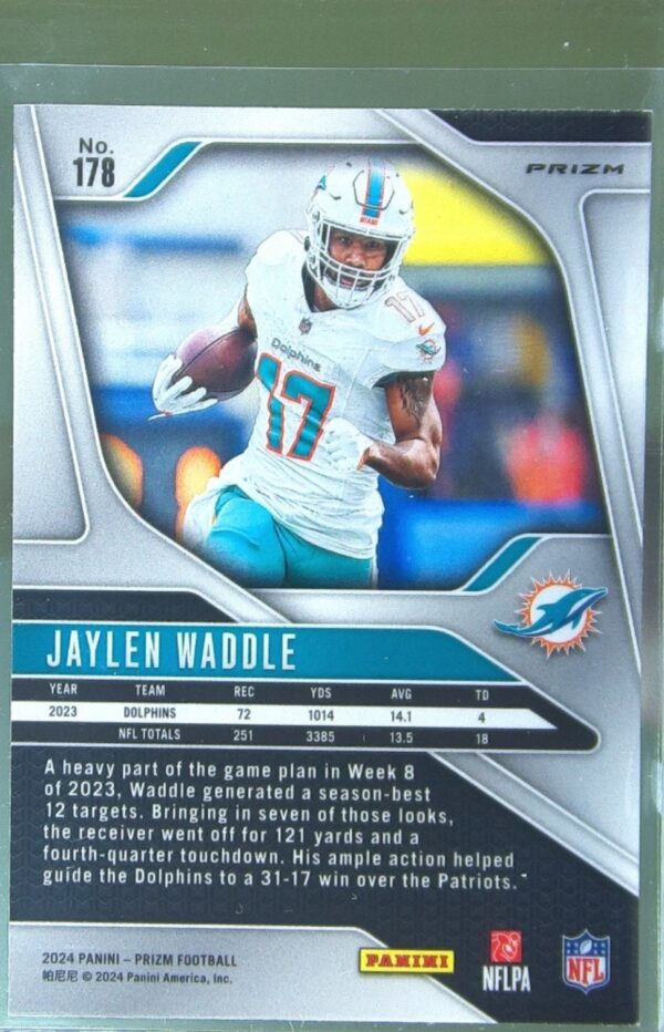 2024 Prizm Jaylen Waddle Silver 178 Dolphins - Image 3