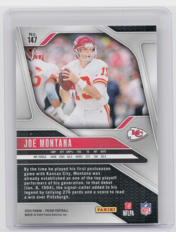 2024 Prizm Joe Montana 147 Chiefs - Image 3