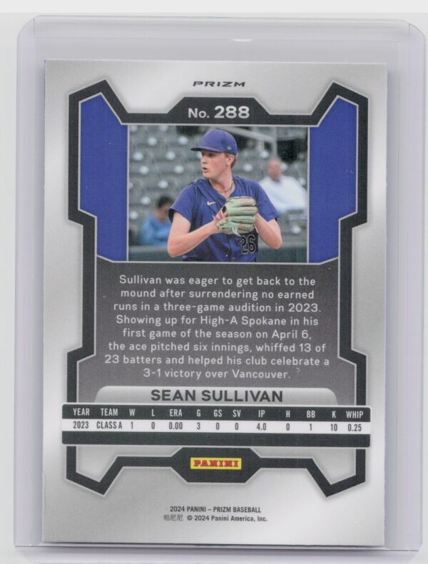 2024 Prizm Sean Sullivan Blue Ice Prizms #288 Rockies - Image 3