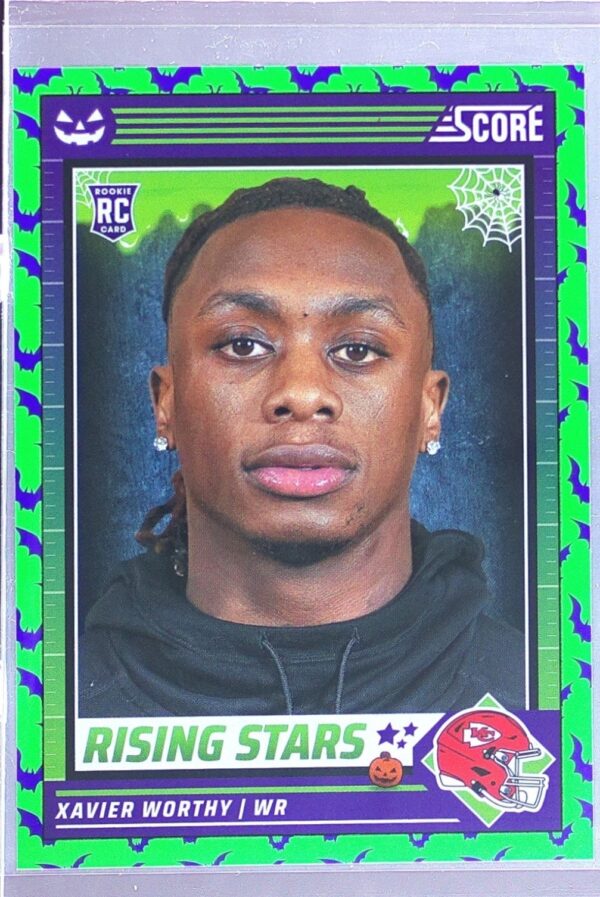 2024 Score-A-Treat Xavier Worthy RC #50 Chiefs Rising Stars Green Bats