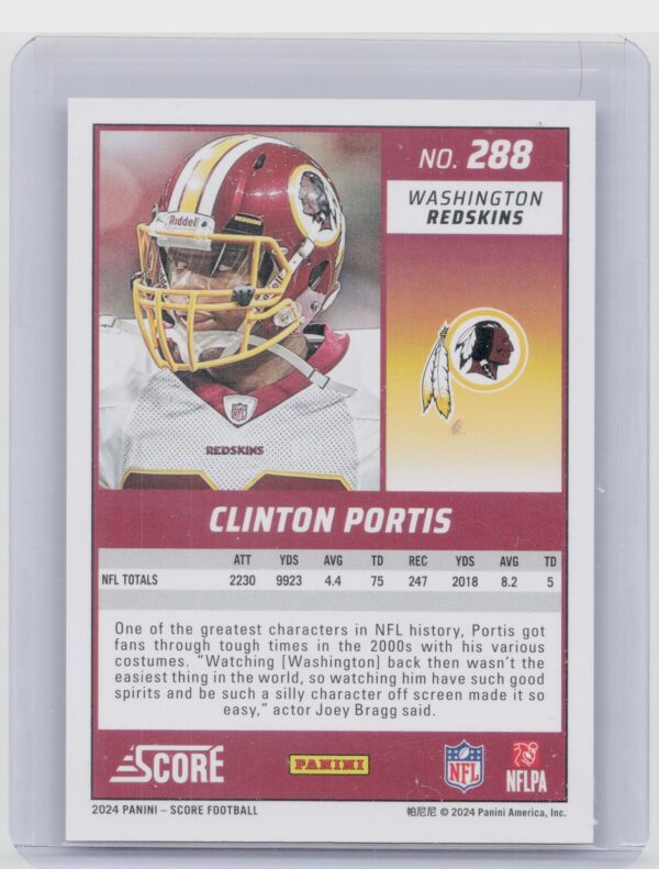 2024 Score Clinton Portis Spokes /180 288 Redskins - Image 3