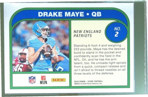 2024 Score Drake Maye RC #2 Patriots Protential - Image 3