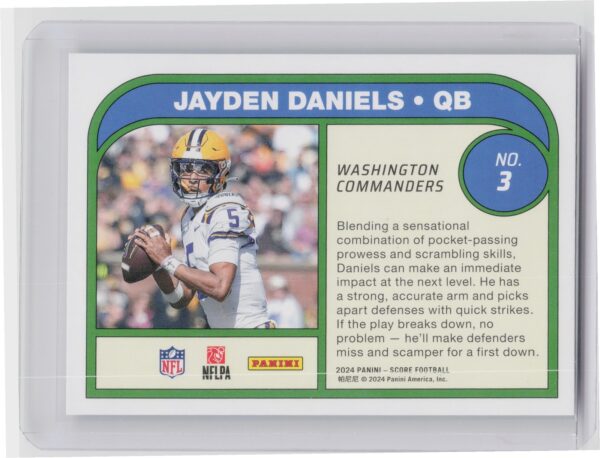 2024 Score Jayden Daniels RC 3 Commanders Protential - Image 3
