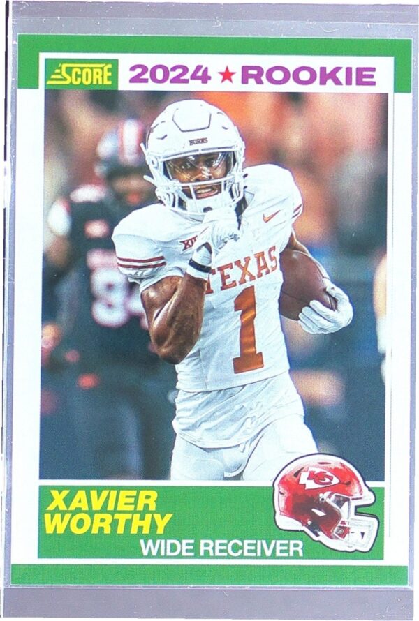 2024 Score Xavier Worthy RC #1 Chiefs 35th Anniversary Rookies Pink